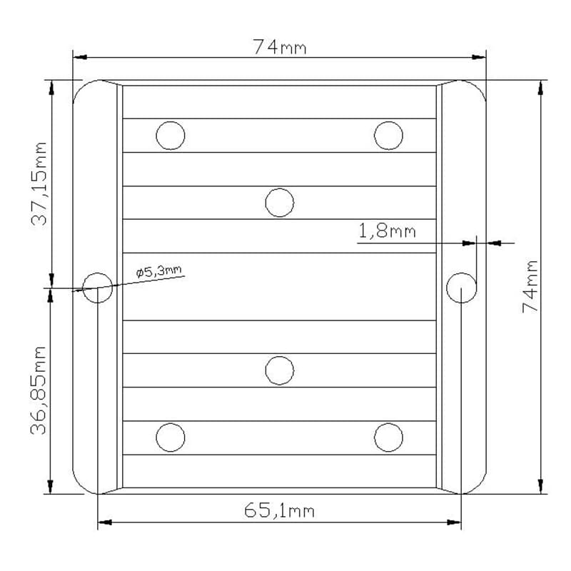 Dimensiones de instalación del amplificador