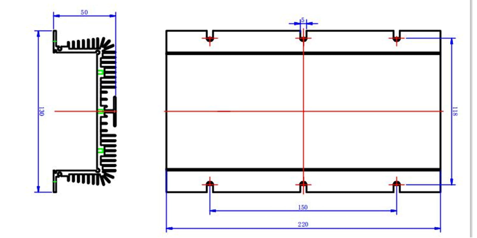 Dimensiones de instalación del amplificador