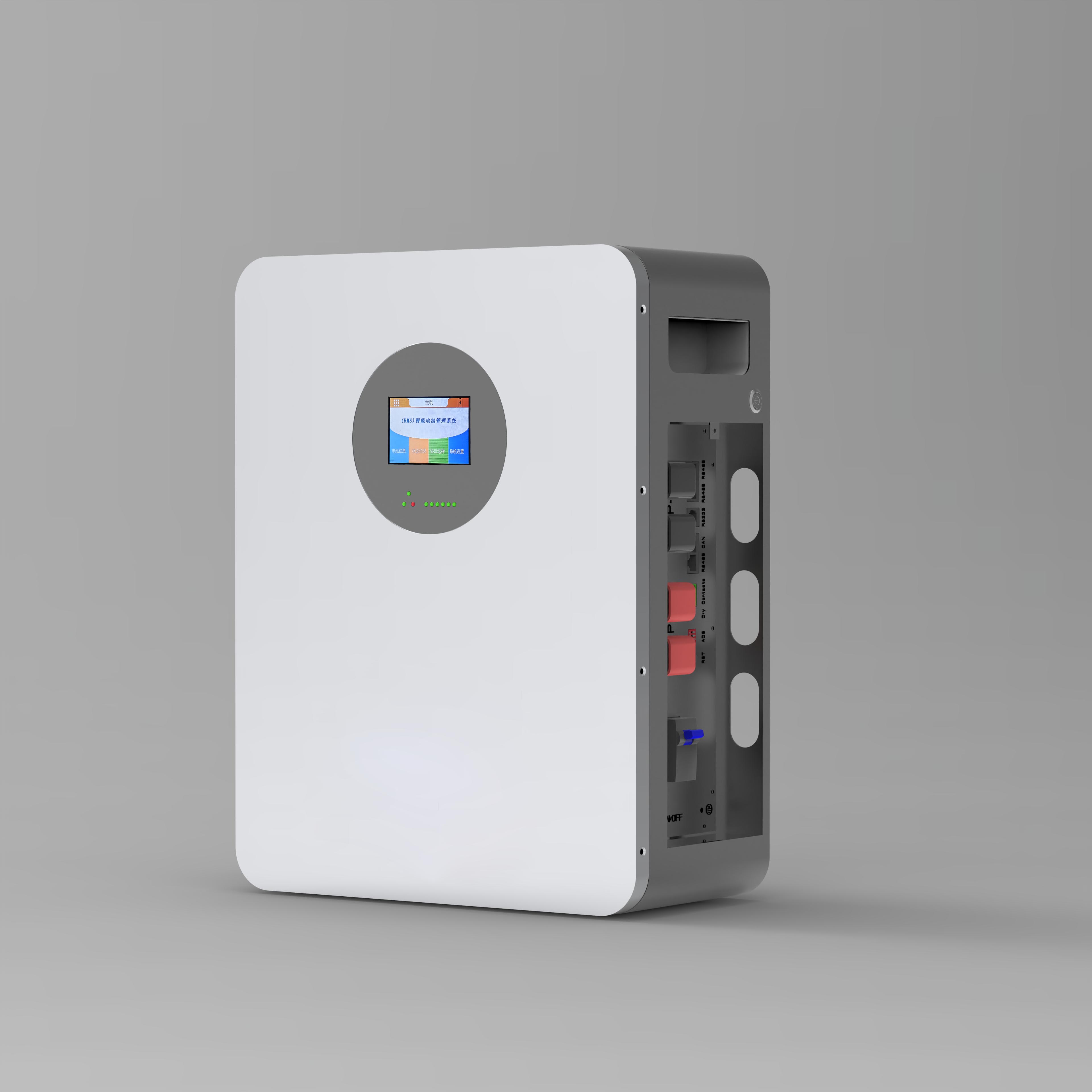Batería de litio montada en la pared de 5KWh 51.2V100AH ​​Fuente de alimentación de emergencia de vida de 6000 ciclos