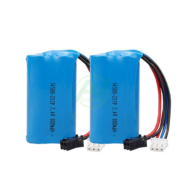 14500 batería de iones de litio 7.4v 800mAh 2s1p