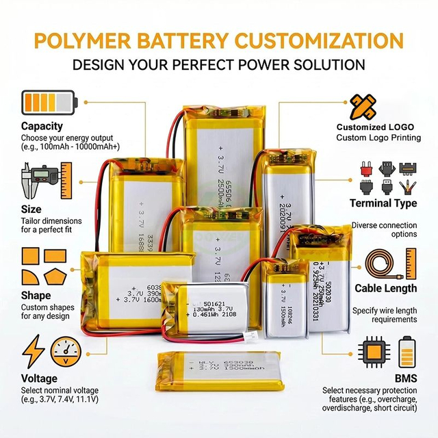 OEM ODM personalizado 500mah 1000mah 2000mah 3000mah Batería recargable Li-ion Li-ion Polímero de litio 3.7v 1500mah Lipo