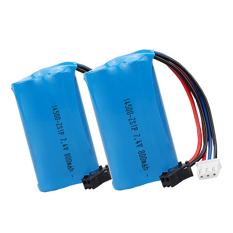 14500 batería de iones de litio 7.4v 800mAh 2s1p