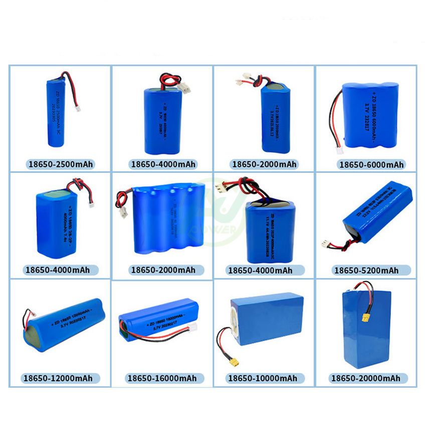 Paquete de batería de iones de litio recargable personalizado 3.7V 7.4V 11.1V 12V 14.8V 18650 21700 32700